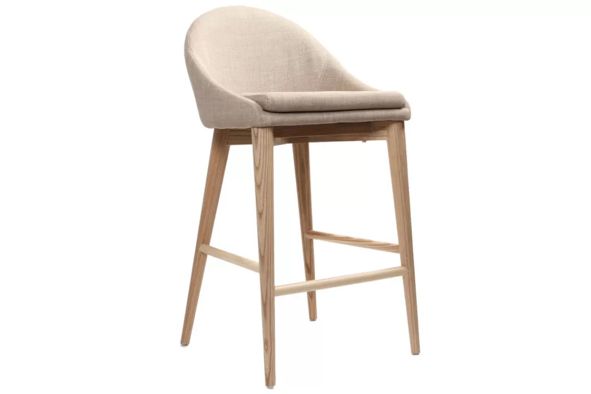 Miliboo Taburetes De Bar-Taburete de bar diseño madera y polyester beige DALIA