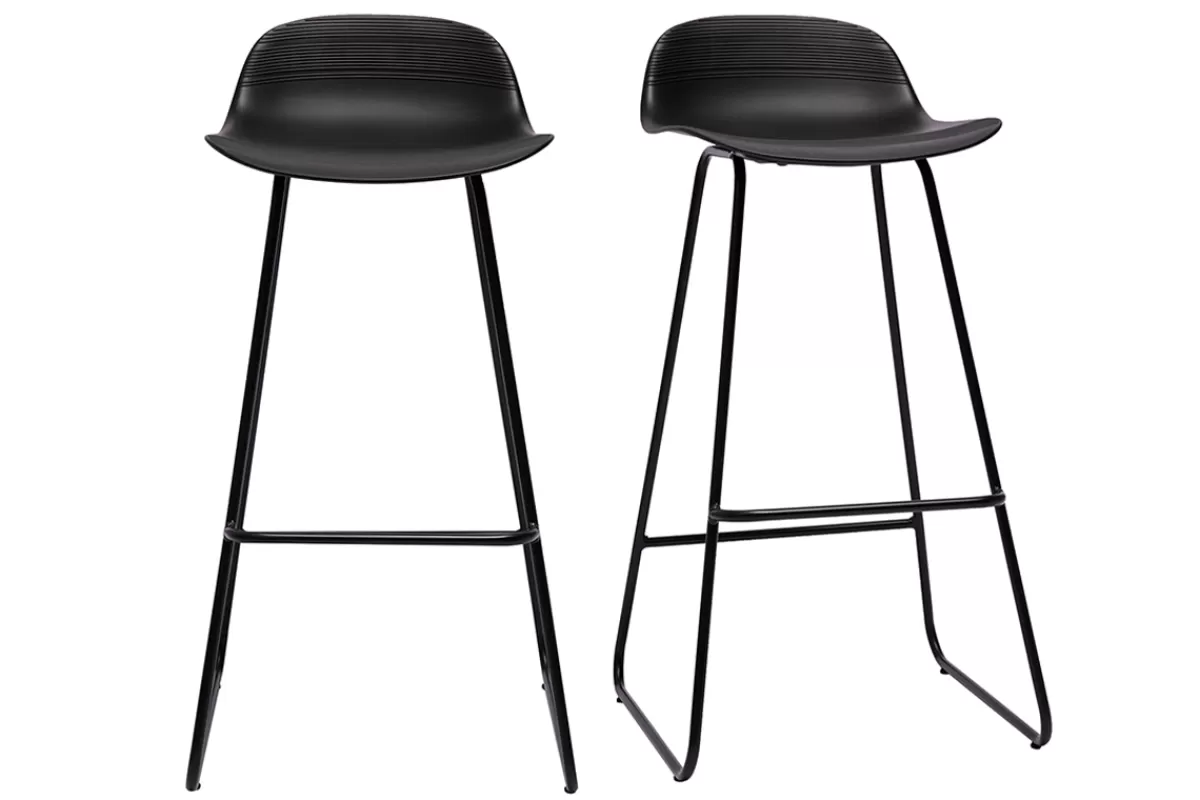 Miliboo Taburetes De Bar-Taburete de bar diseño negro lote de 2 ELLA