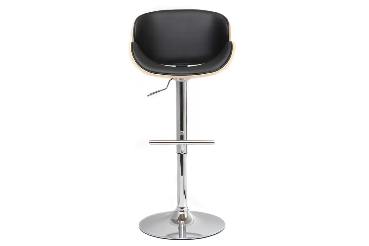 Miliboo Taburetes De Bar-Taburete de bar diseño negro y madera clara WALNUT