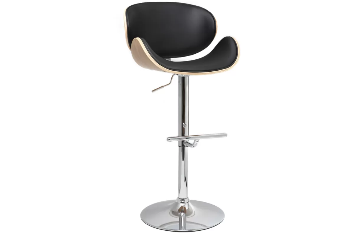 Miliboo Taburetes De Bar-Taburete de bar diseño negro y madera clara WALNUT