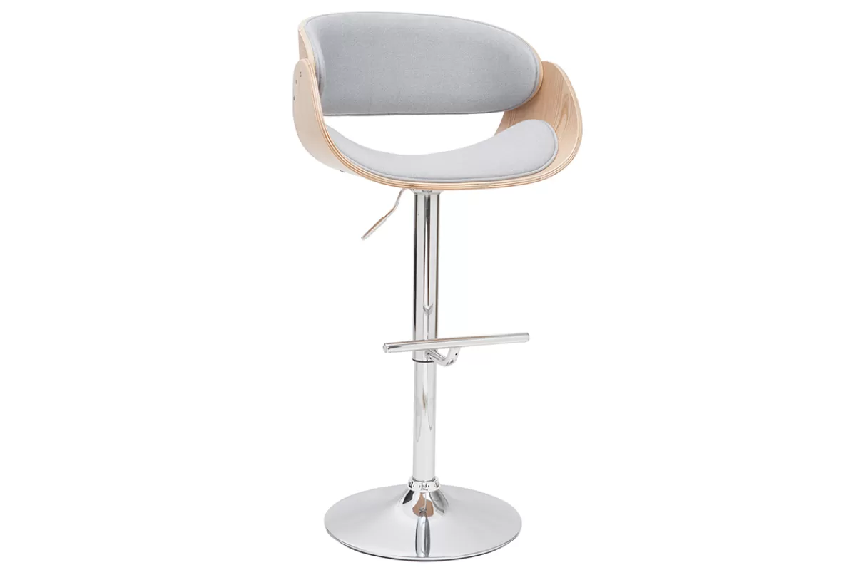 Miliboo Taburetes De Bar-Taburete de bar diseño tejido gris claro y madera clara BENT