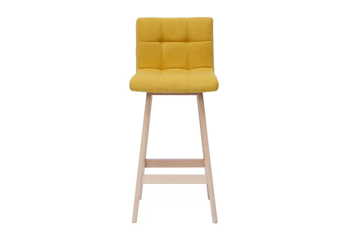 Miliboo Taburetes De Bar-Taburete de bar efecto aterciopelado amarillo a 65cm lote de 2 KLARIS