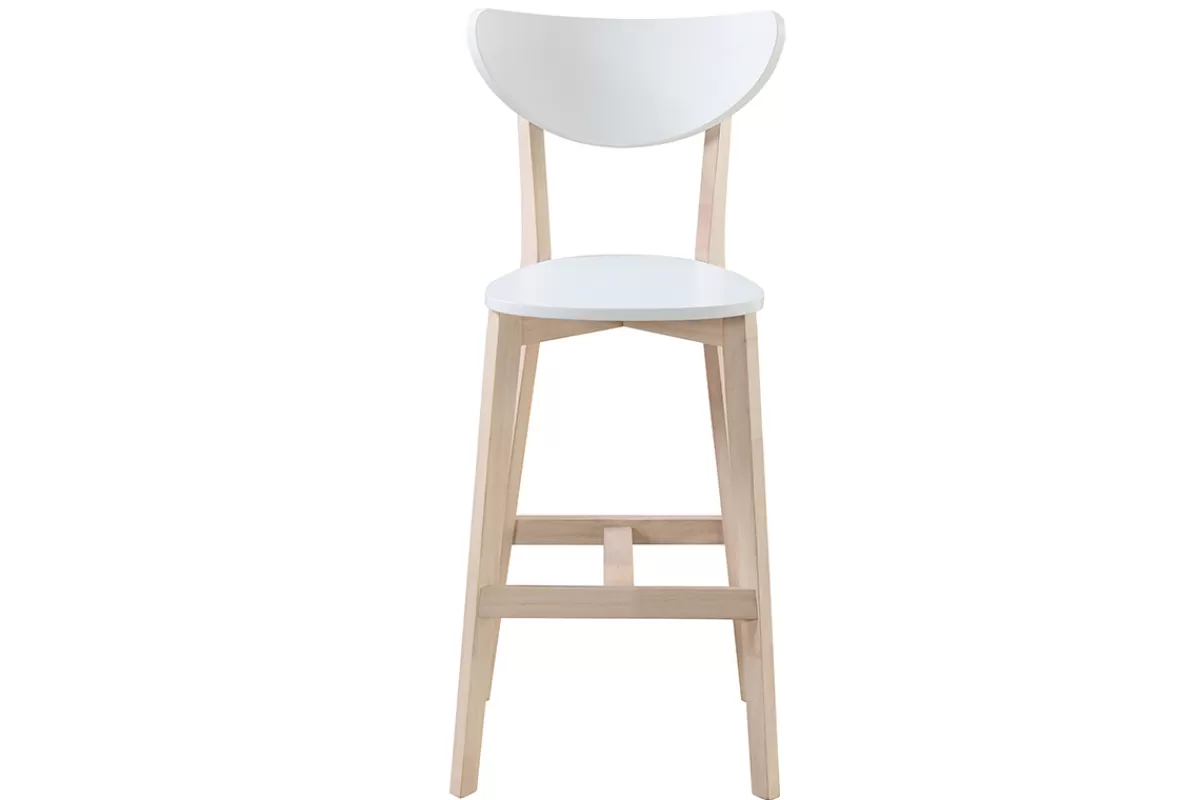 Miliboo Taburetes De Bar-Taburete de bar escandinavo blanco y madera 75cm lote de 2 LEENA
