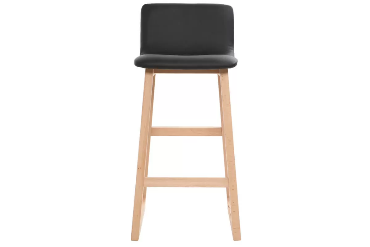 Miliboo Taburetes De Bar-Taburete de bar madera clara y PU negro 65cm lote de 2 OSAKA