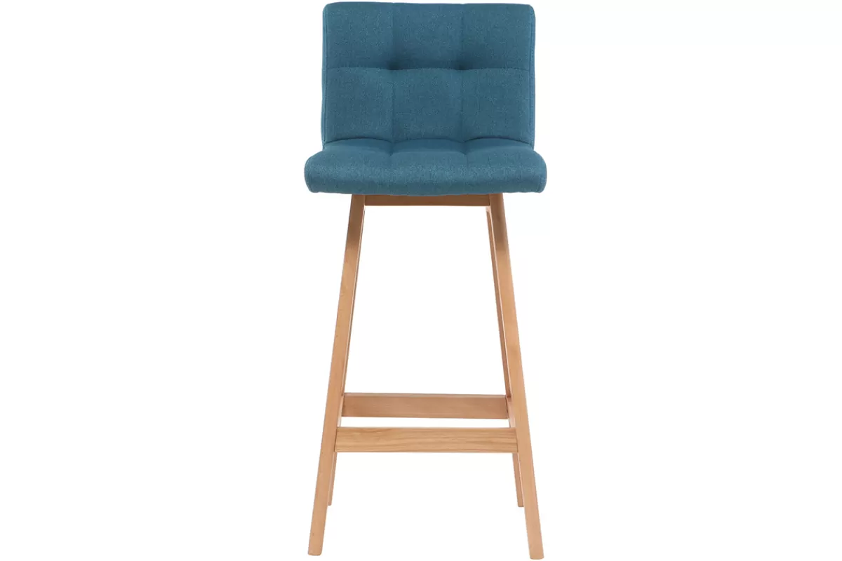 Miliboo Taburetes De Bar-Taburete de bar madera y azul petróleo 65cm lote de 2 KLARIS
