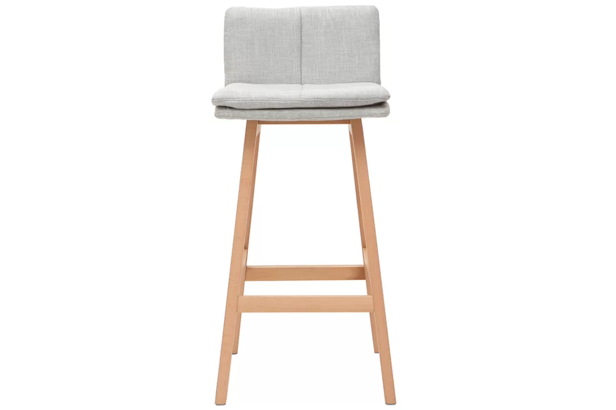 Miliboo Taburetes De Bar-Taburete de bar madera y gris perla 65cm lote de 2 JOAN