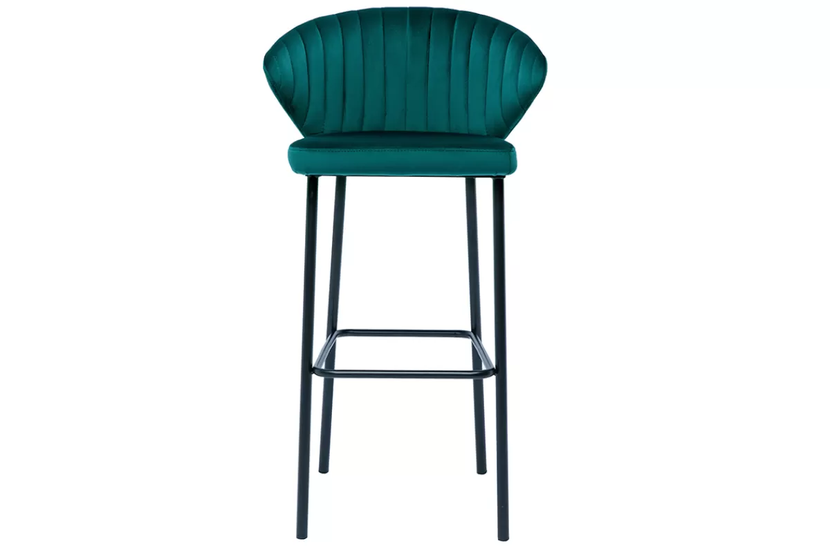 Miliboo Taburetes De Bar-Taburete de bar moderno terciopelo azul petróleo 78 cm DALLY