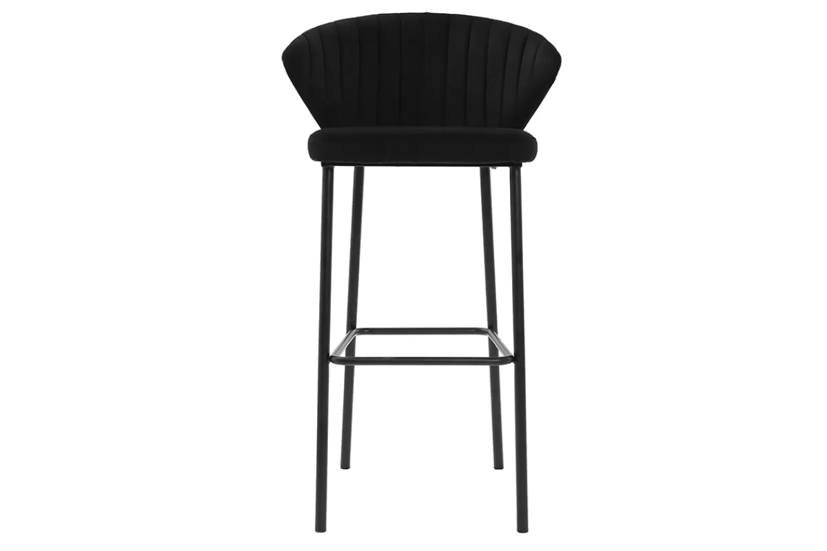 Miliboo Taburetes De Bar-Taburete de bar moderno terciopelo negro 78 cm DALLY