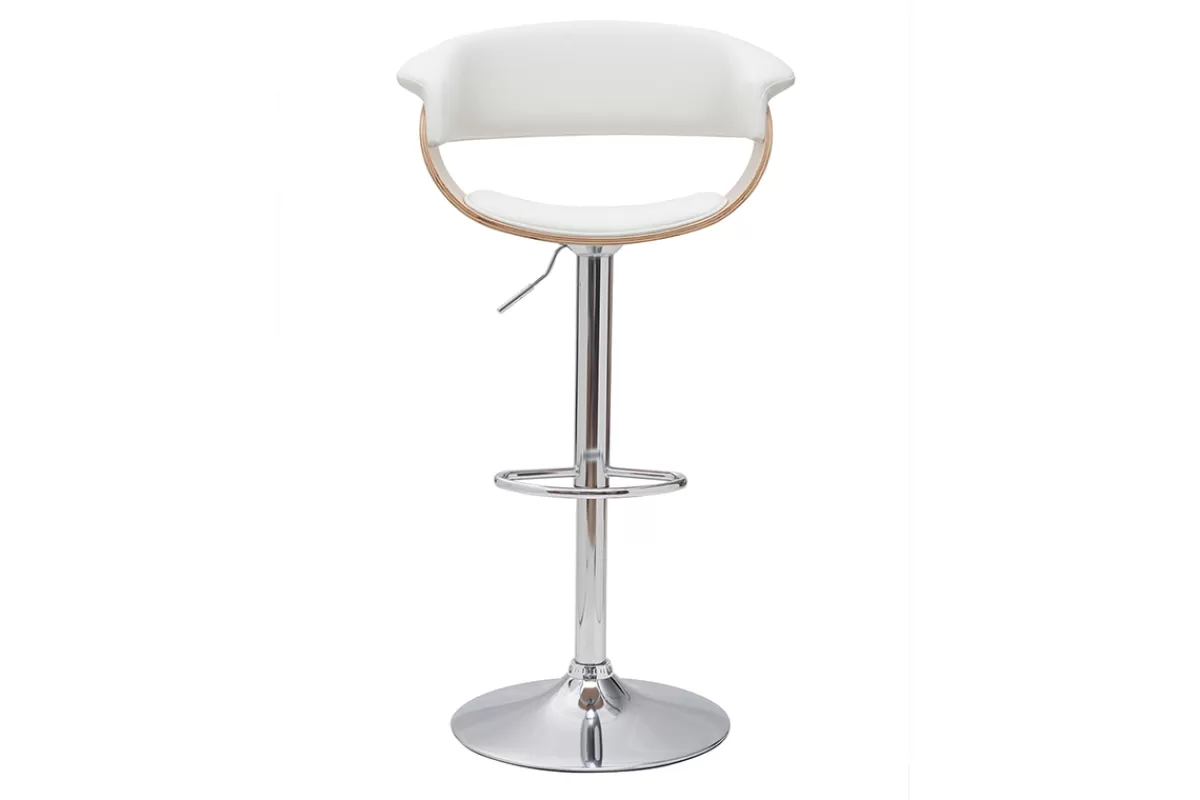 Miliboo Taburetes De Bar-Taburete de bar regulable blanco y madera clara OKTAV