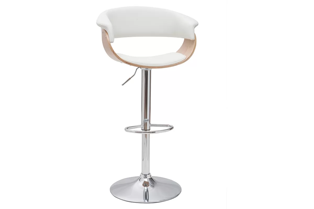 Miliboo Taburetes De Bar-Taburete de bar regulable blanco y madera clara OKTAV