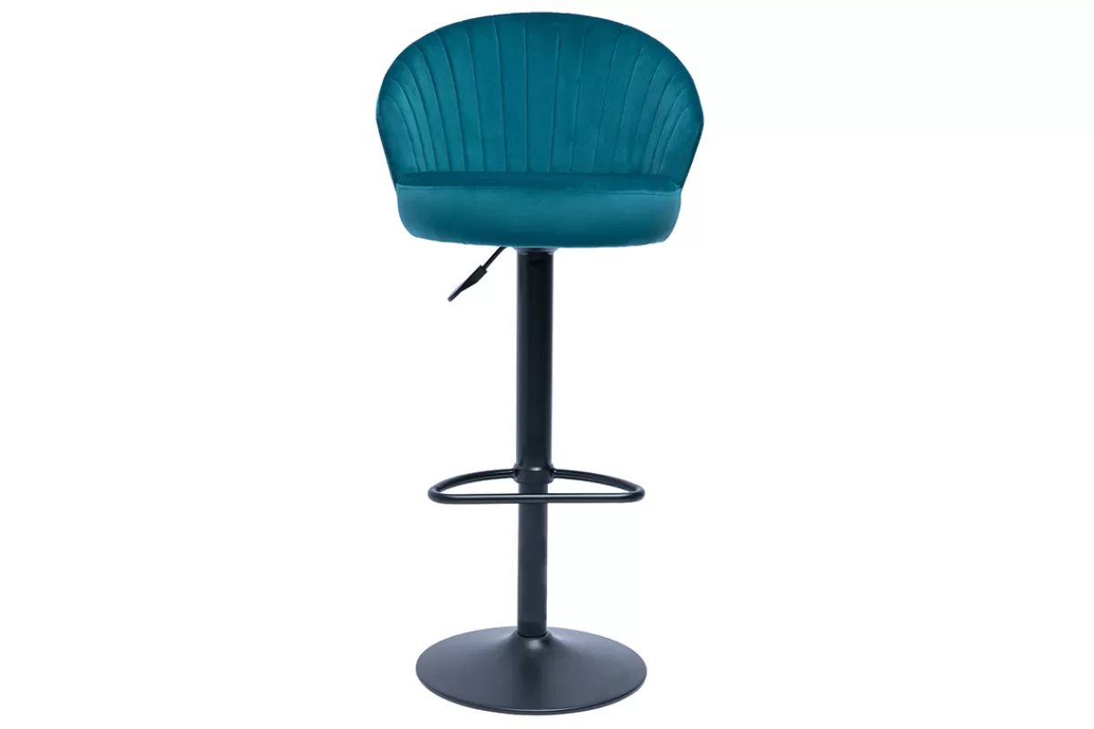 Miliboo Taburetes De Bar-Taburete de bar terciopelo azul petróleo IZAAC