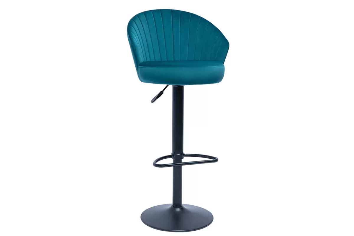 Miliboo Taburetes De Bar-Taburete de bar terciopelo azul petróleo IZAAC
