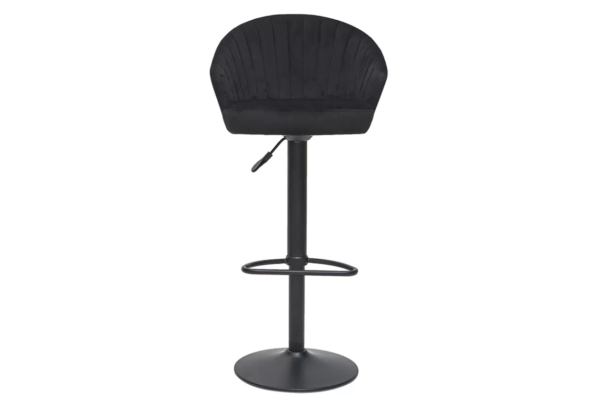 Miliboo Taburetes De Bar-Taburete de bar terciopelo negro IZAAC
