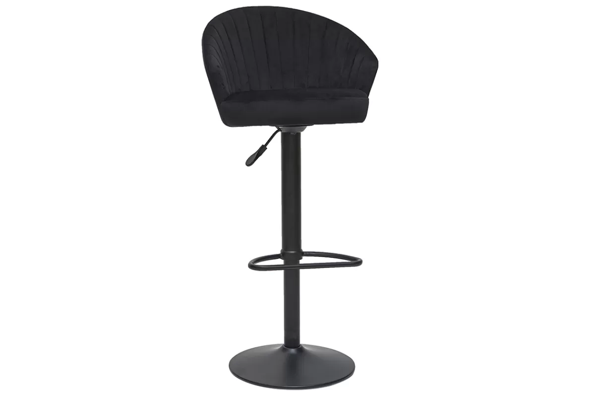 Miliboo Taburetes De Bar-Taburete de bar terciopelo negro IZAAC