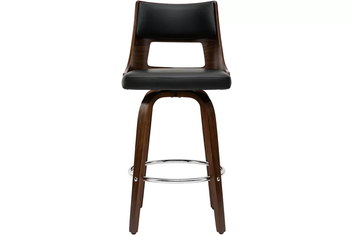 Miliboo Taburetes De Bar-Taburete de bar vintage negro y madera oscura GARBO