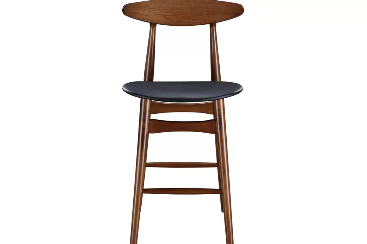 Miliboo Taburetes De Bar-Taburete de bar vintage nogal y PU negro 65cm lote de 2 WALFORD