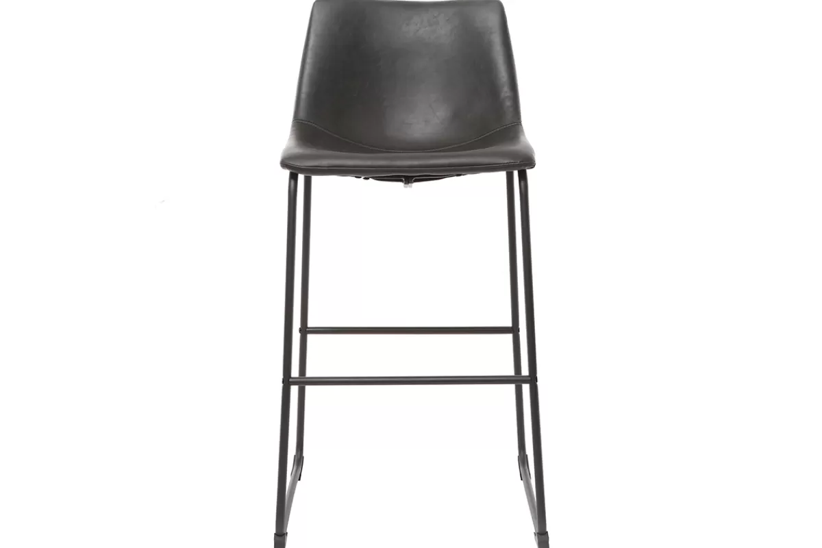 Miliboo Taburetes De Bar-Taburete de bar vintage PU negro 73cm lote de 2 NEW ROCK
