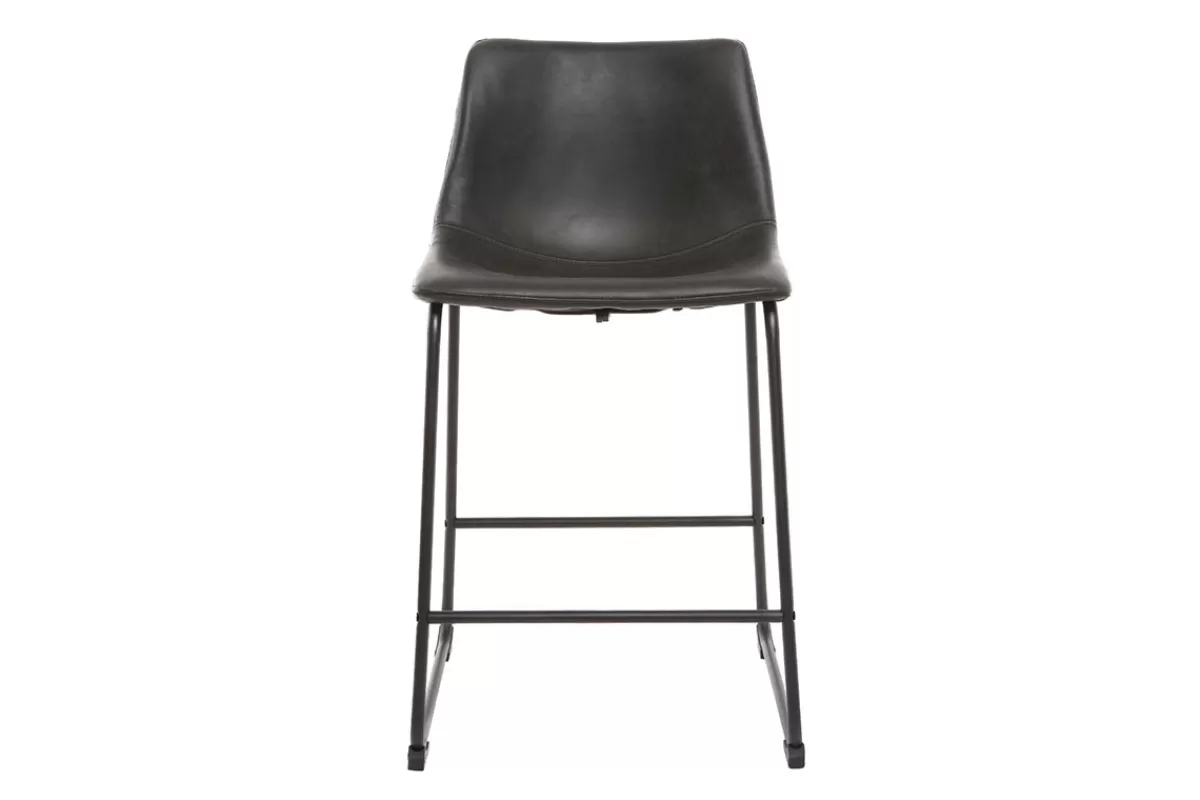 Miliboo Taburetes De Bar-Taburete de bar vintage PU negro 61cm lote de 2 NEW ROCK
