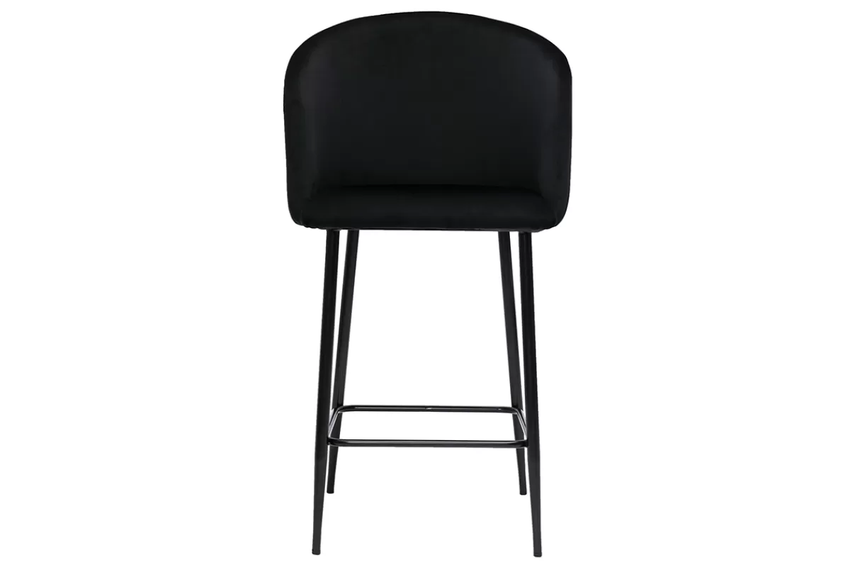 Miliboo Taburetes De Bar-Taburete de cocina de diseño de terciopelo negro VANITY
