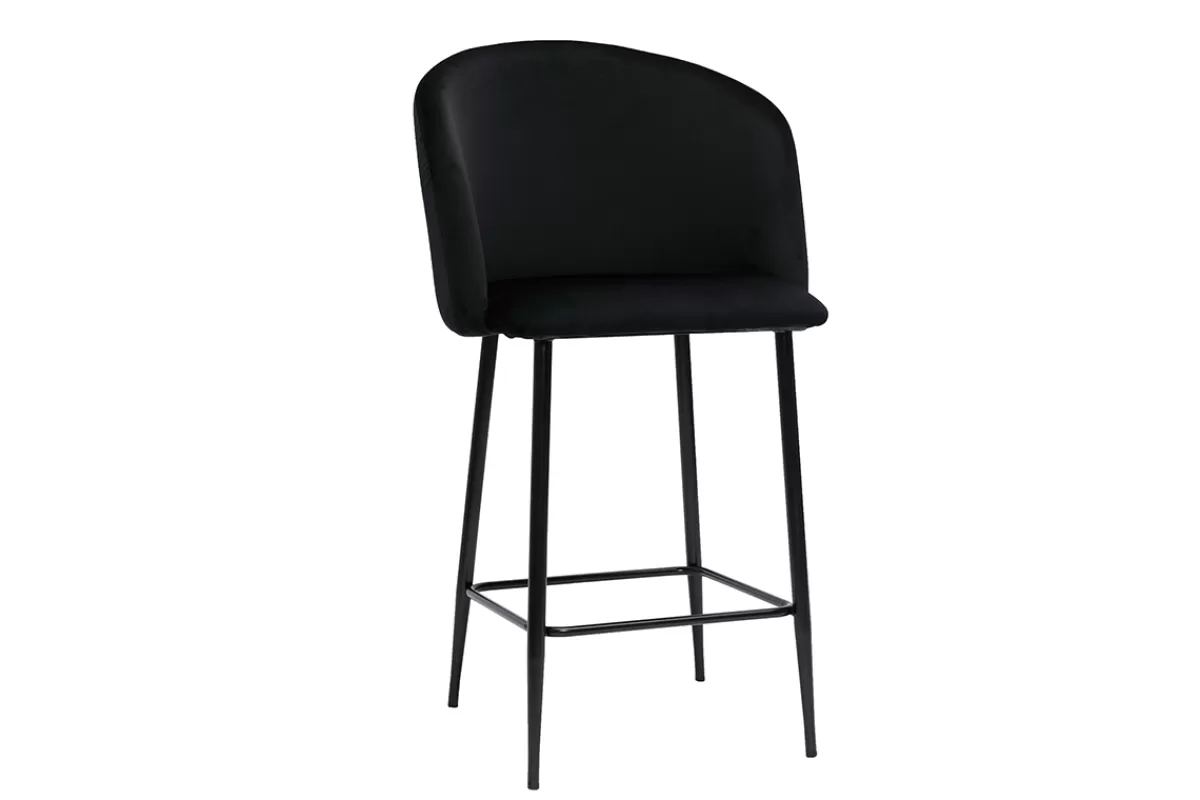 Miliboo Taburetes De Bar-Taburete de cocina de diseño de terciopelo negro VANITY