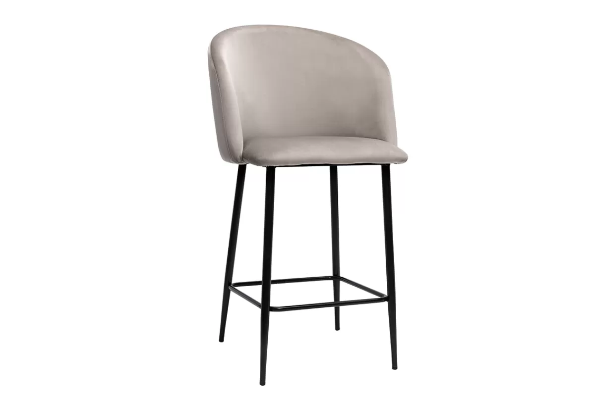 Miliboo Taburetes De Bar-Taburete de cocina de diseño de terciopelo topo VANITY