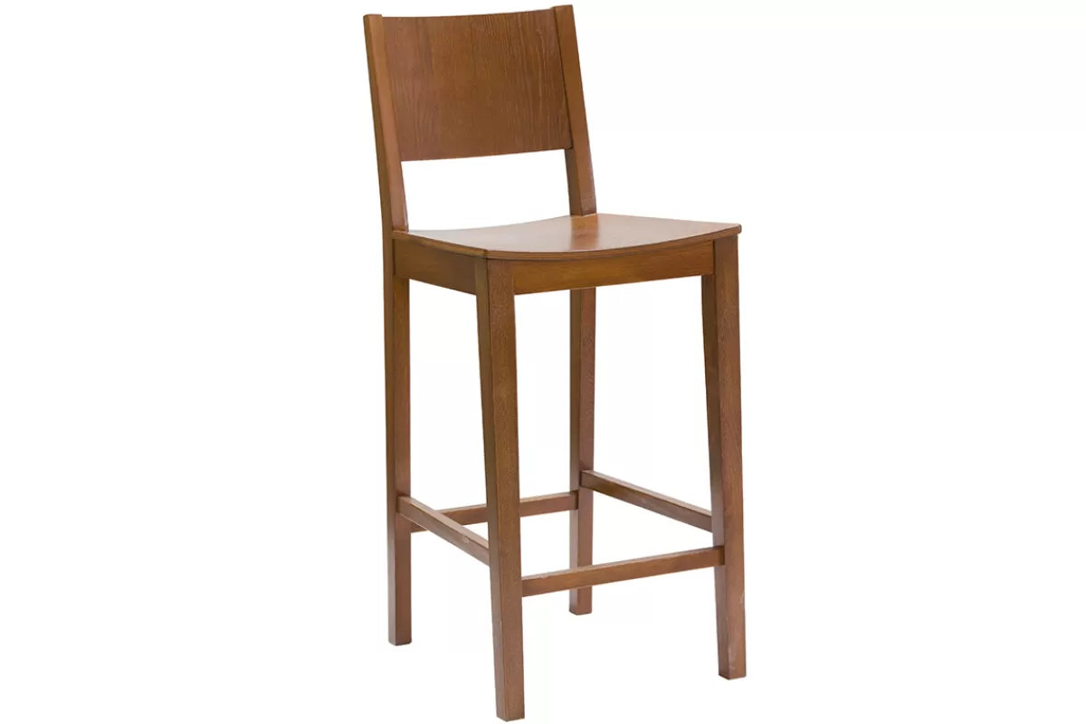 Miliboo Taburetes De Bar-Taburete de cocina de madera oscura nogal 65 cm MELVIL