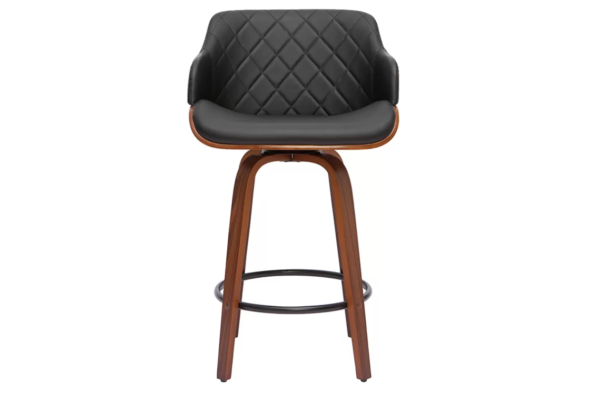 Miliboo Taburetes De Bar-Taburete de cocina de madera oscura y negro 65 cm LUCIEN
