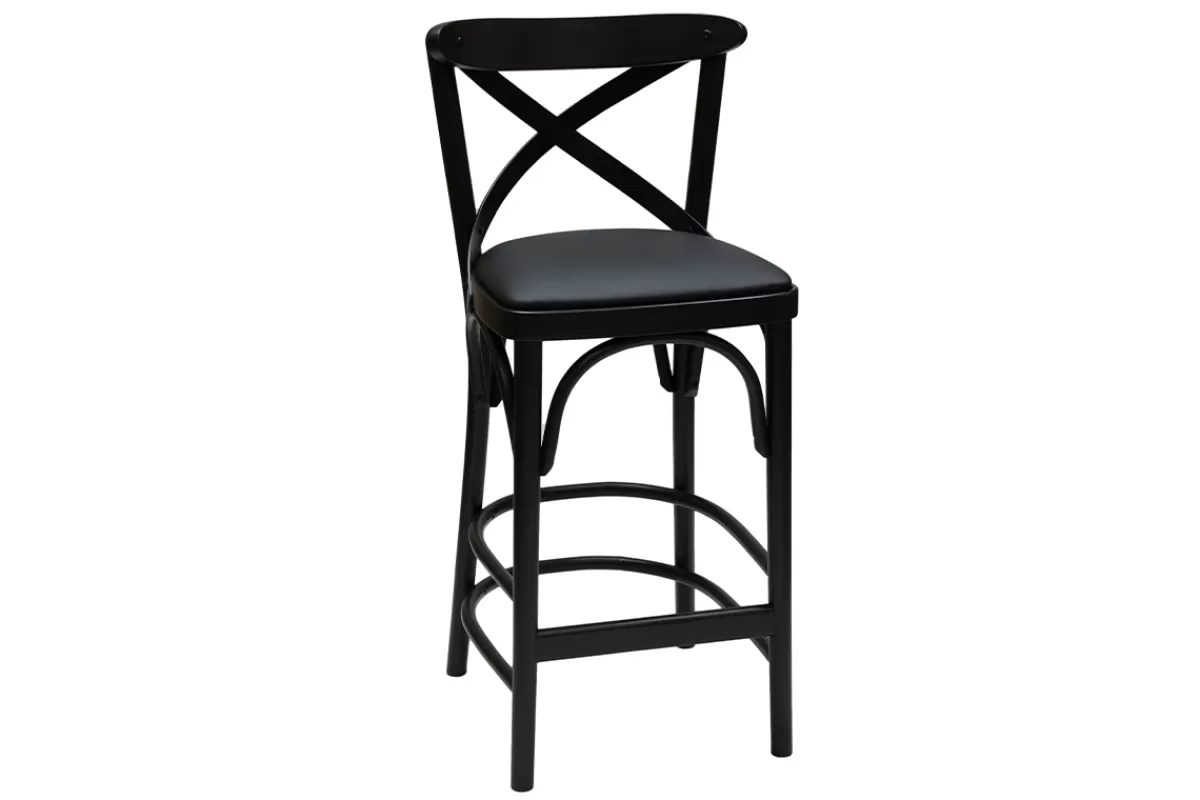 Miliboo Taburetes De Bar-Taburete de cocina estilo bistrot de haya maciza negra 65 cm MARCEL