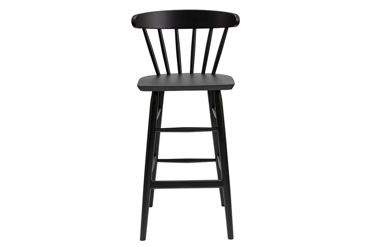 Miliboo Taburetes De Bar-Taburete de cocina vintage con varillas negras mate 65 cm de altura DARIA