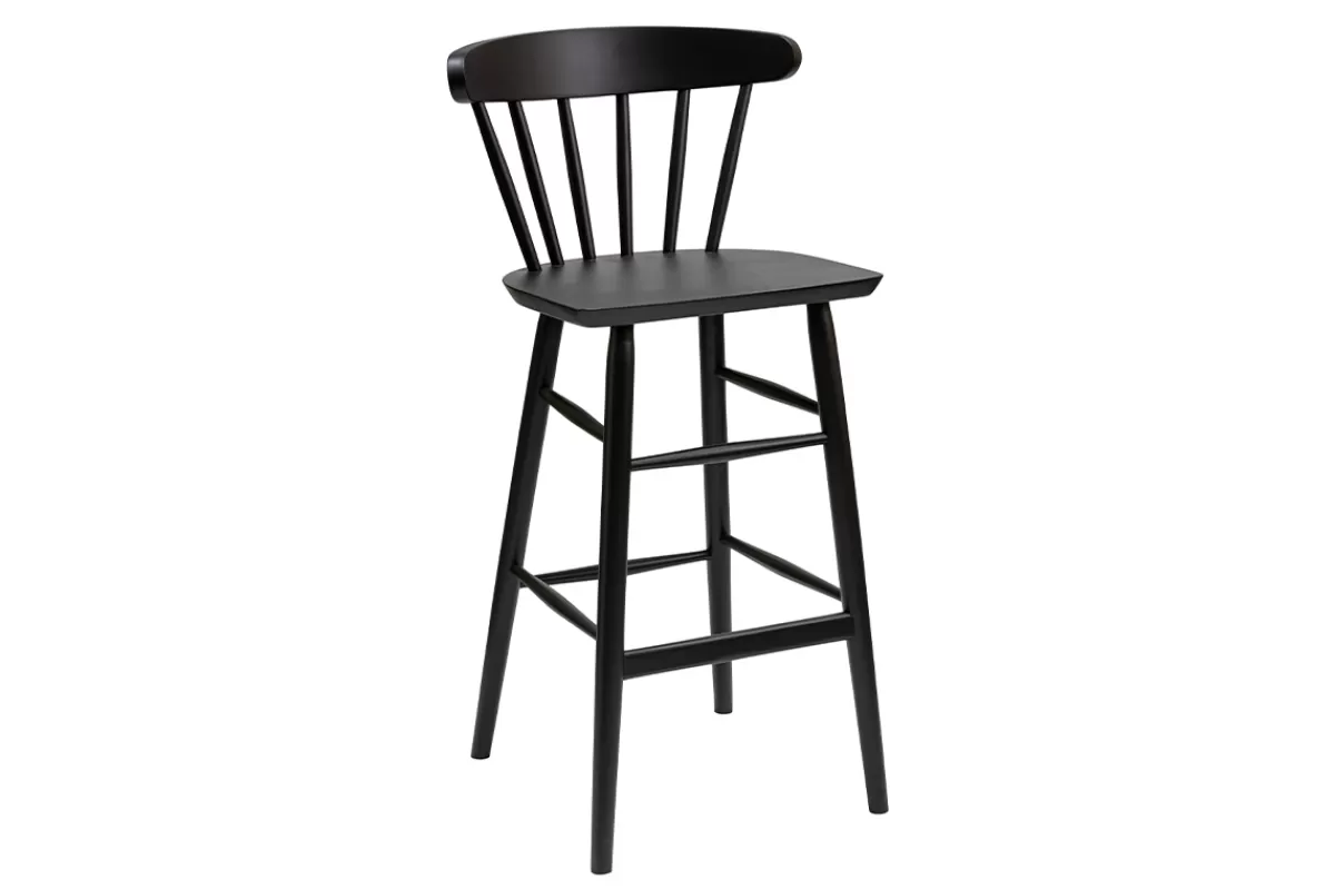 Miliboo Taburetes De Bar-Taburete de cocina vintage con varillas negras mate 65 cm de altura DARIA