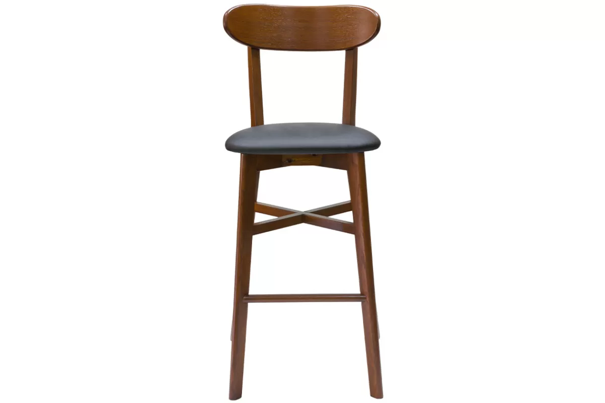 Miliboo Taburetes De Bar-Taburete de cocina vintage de nogal y negro 75 cm DOVE
