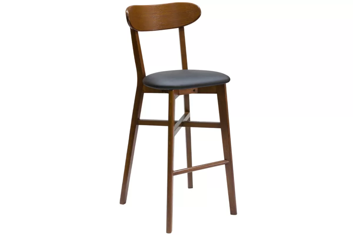 Miliboo Taburetes De Bar-Taburete de cocina vintage de nogal y negro 75 cm DOVE