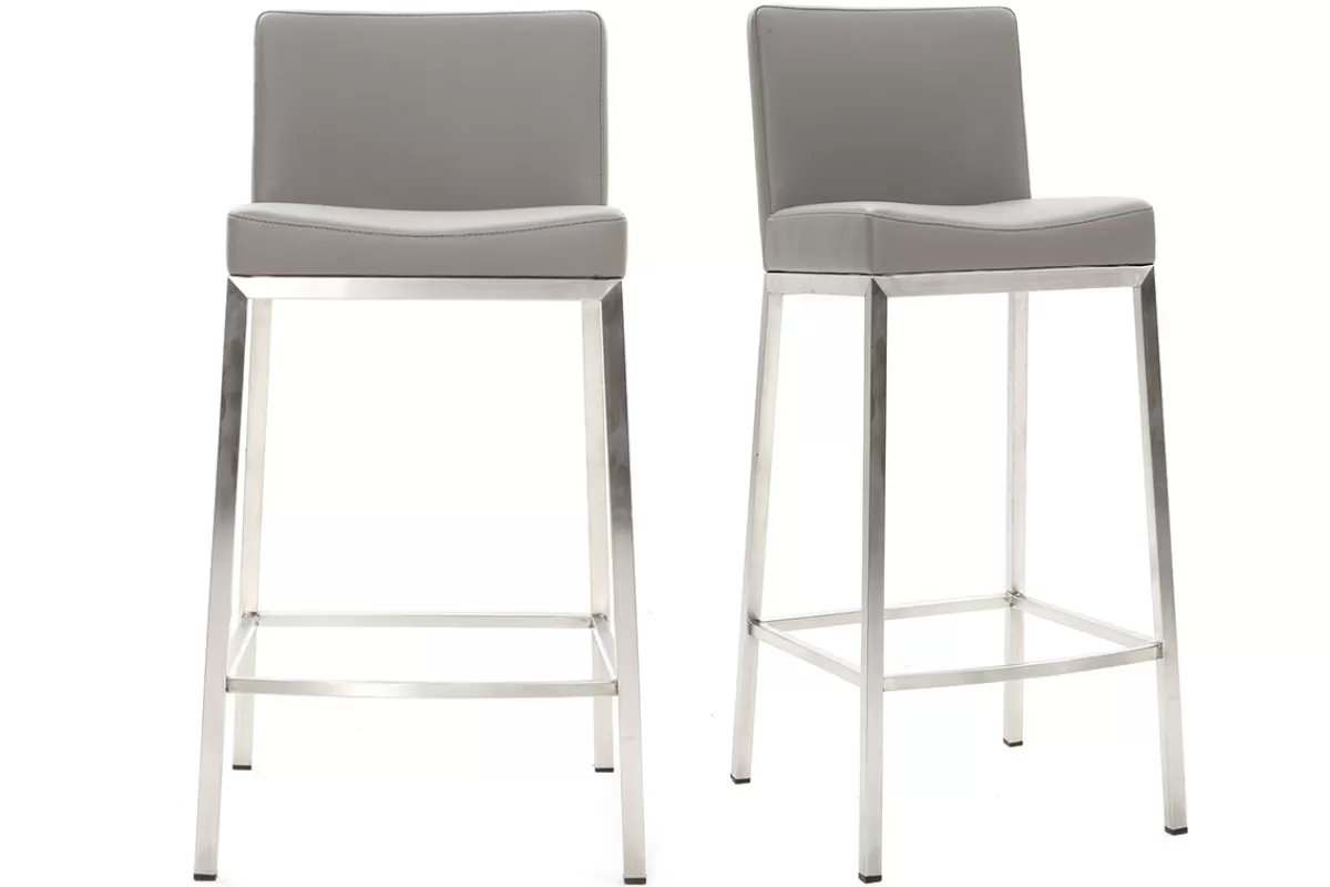 Miliboo Taburetes De Bar-Taburete diseño 66cm gris lote de 2 EPSILON