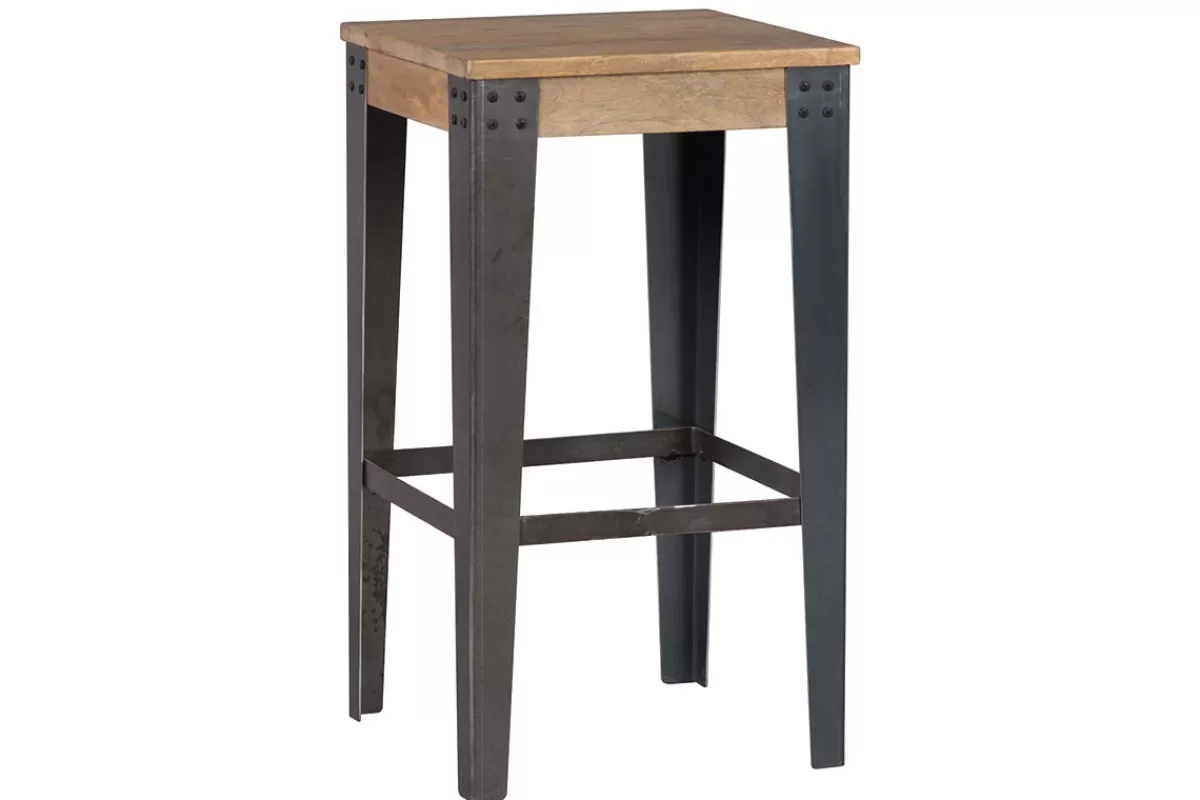 Miliboo Taburetes De Bar-Taburete diseño industrial metal y madera 65cm MADISON