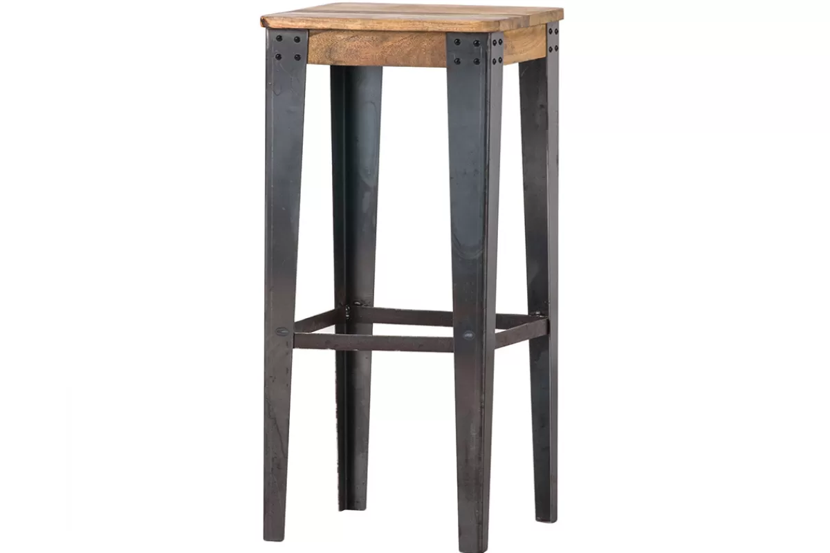 Miliboo Taburetes De Bar-Taburete industrial acero y madera 75cm MADISON