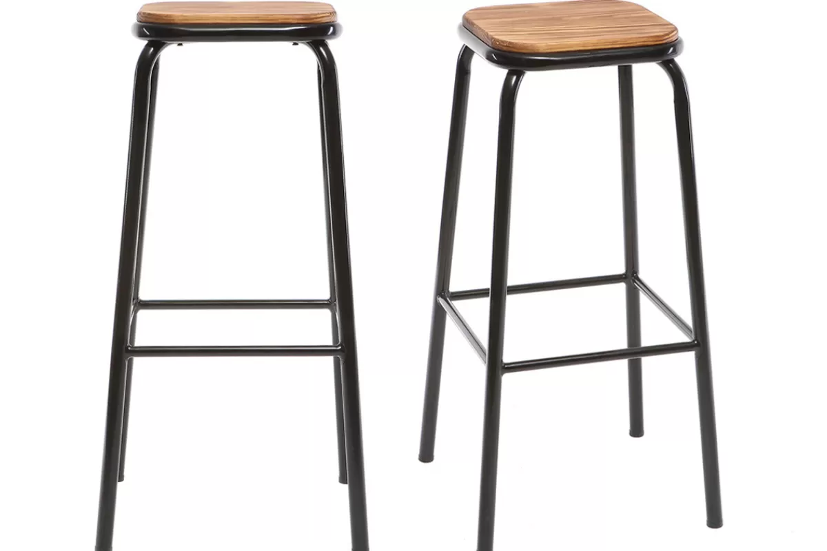Miliboo Taburetes De Bar-Taburete industrial inox lote de 2 A75cm MEMPHIS