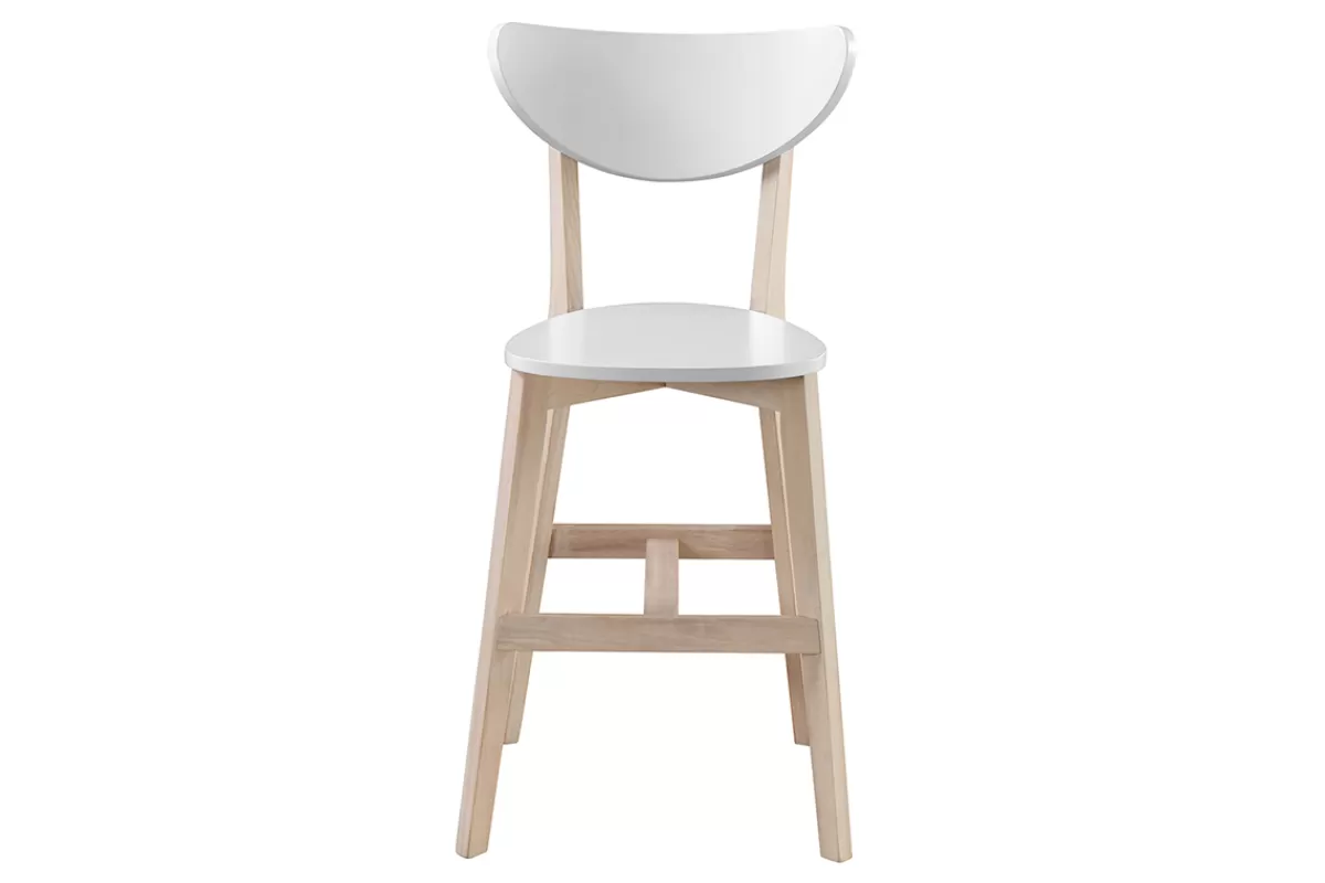 Miliboo Taburetes De Bar-Taburete nórdico blanco y madera 65cm lote de 2 LEENA