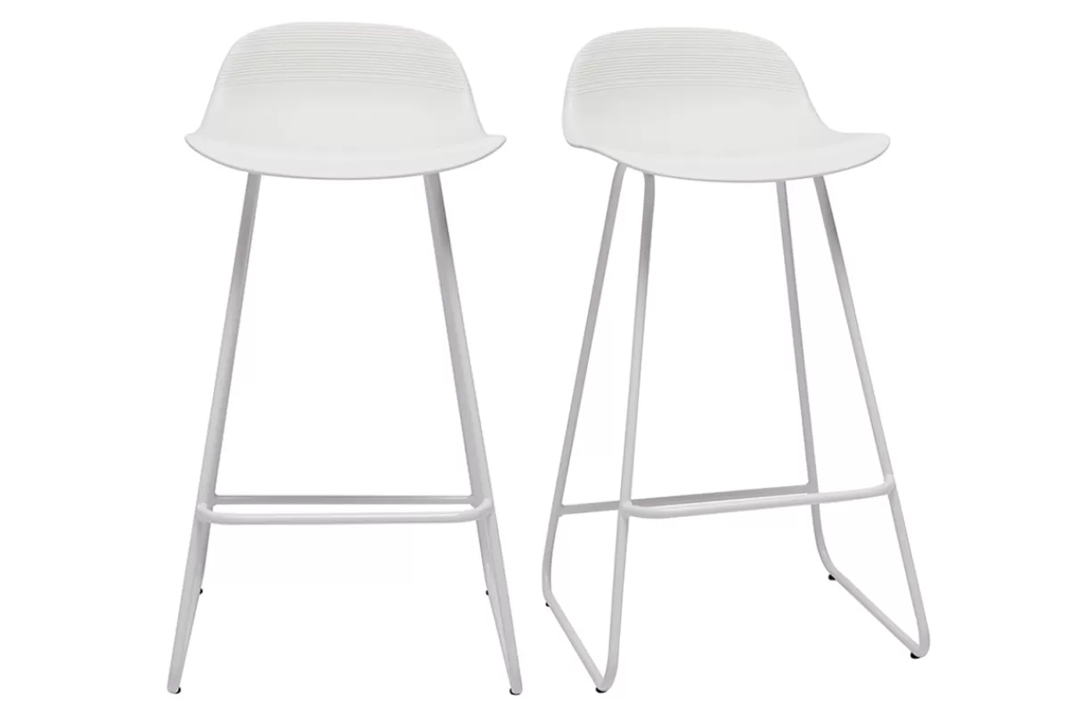 Miliboo Taburetes De Bar-Taburetes de bar blancos A65 cm (lote de 2) ELLA