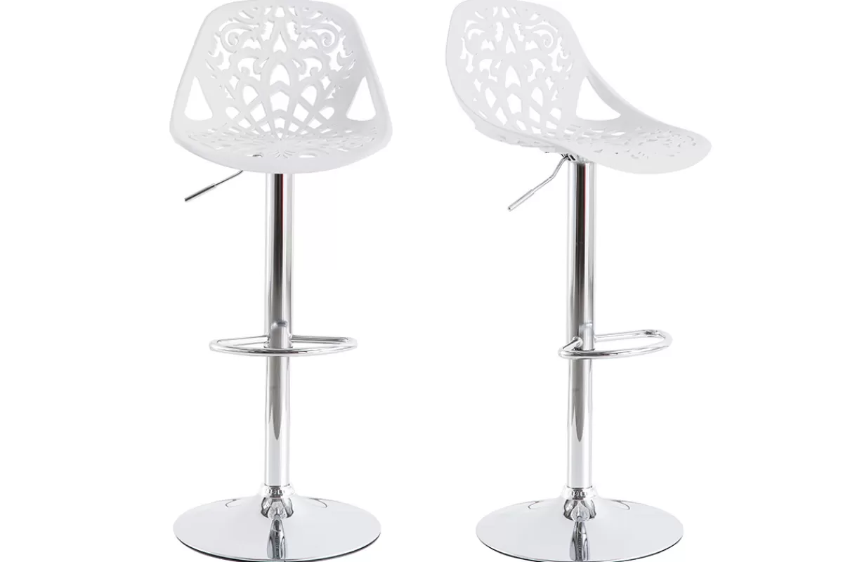 Miliboo Taburetes De Bar-Taburetes de bar diseño barroco blanco - lote de 2 BAROCCA
