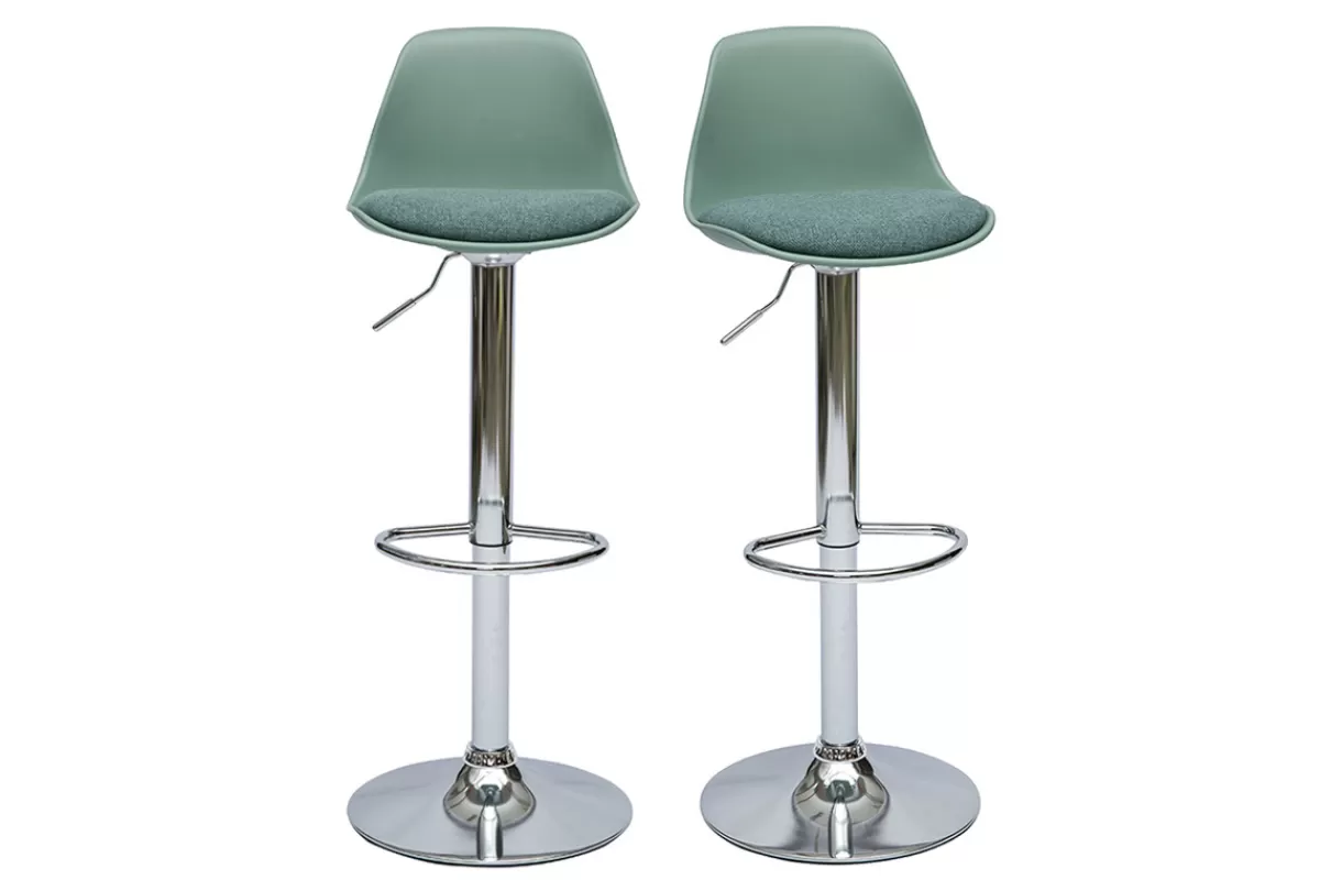 Miliboo Taburetes De Bar-Taburetes de bar diseño verde gris (juego de 2) STEEVY