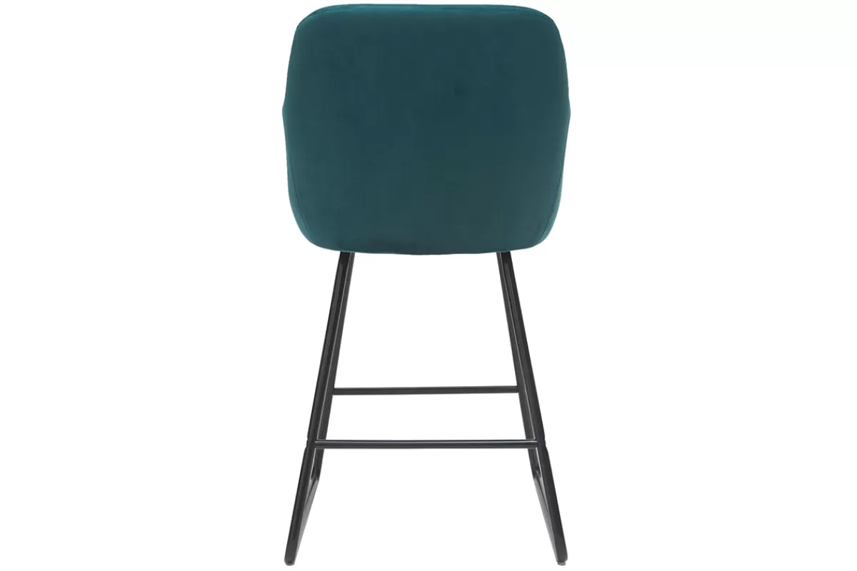 Miliboo Taburetes De Bar-Taburetes de bar en tejido efecto terciopelo azul petróleo A65 cm (lote de 2) AMIKA