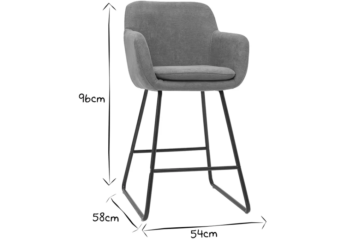 Miliboo Taburetes De Bar-Taburetes de bar en tejido efecto terciopelo azul petróleo A65 cm (lote de 2) AMIKA