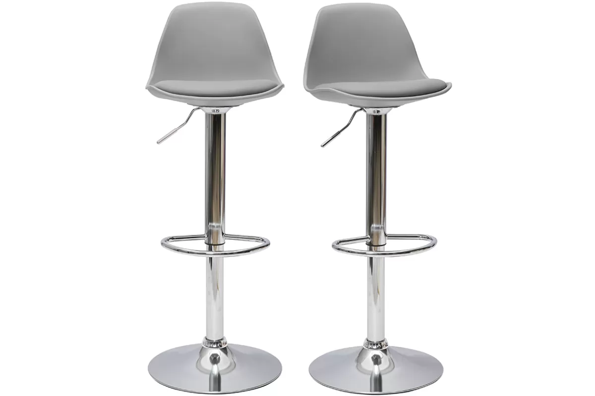 Miliboo Taburetes De Bar-Taburetes de bar gris claro (lote de 2) STEEVY