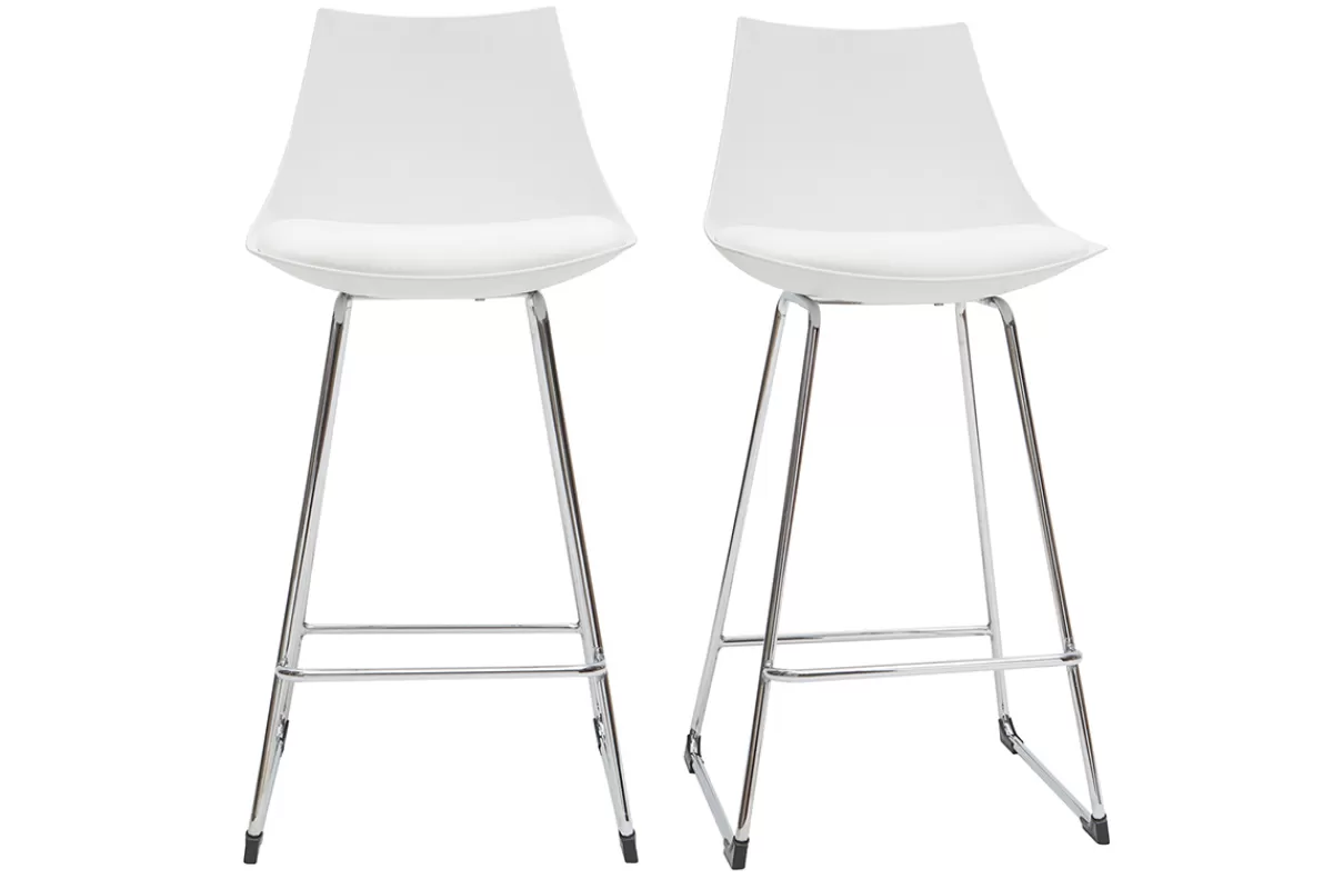 Miliboo Taburetes De Bar-Taburetes de bar modernos blancos 65 cm (lote de 2) JUNE