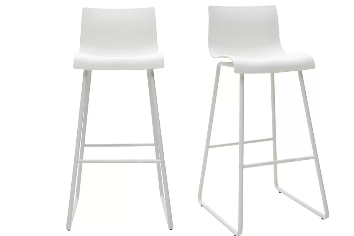 Miliboo Taburetes De Bar-Taburetes de bar modernos blancos 76 cm (lote de 2) ONA