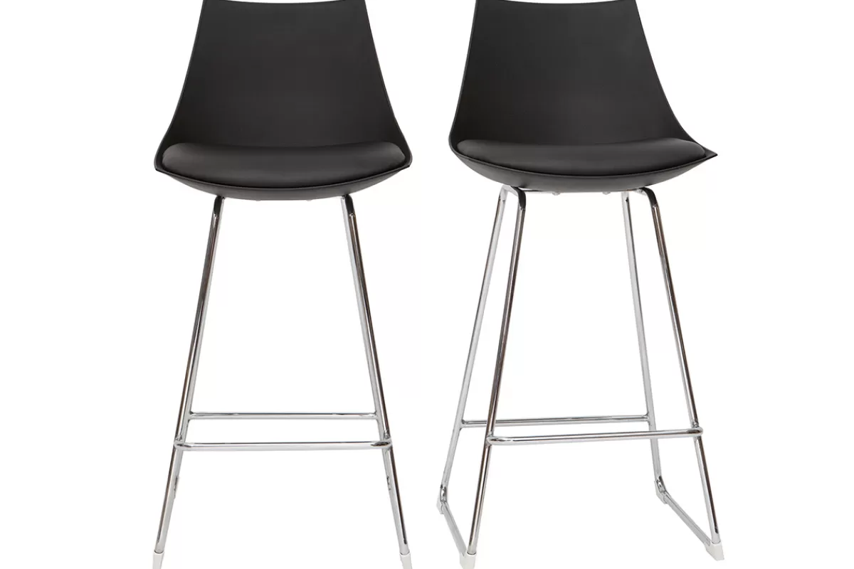 Miliboo Taburetes De Bar-Taburetes de bar modernos negros 65 cm (lote de 2) JUNE