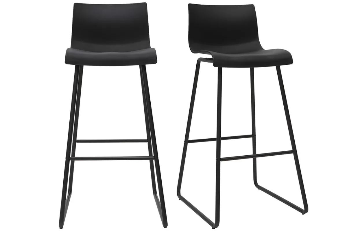 Miliboo Taburetes De Bar-Taburetes de bar modernos negros 76 cm (lote de 2) ONA