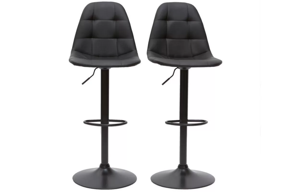 Miliboo Taburetes De Bar-Taburetes de bar modernos regulables negro (lote de 2) COX
