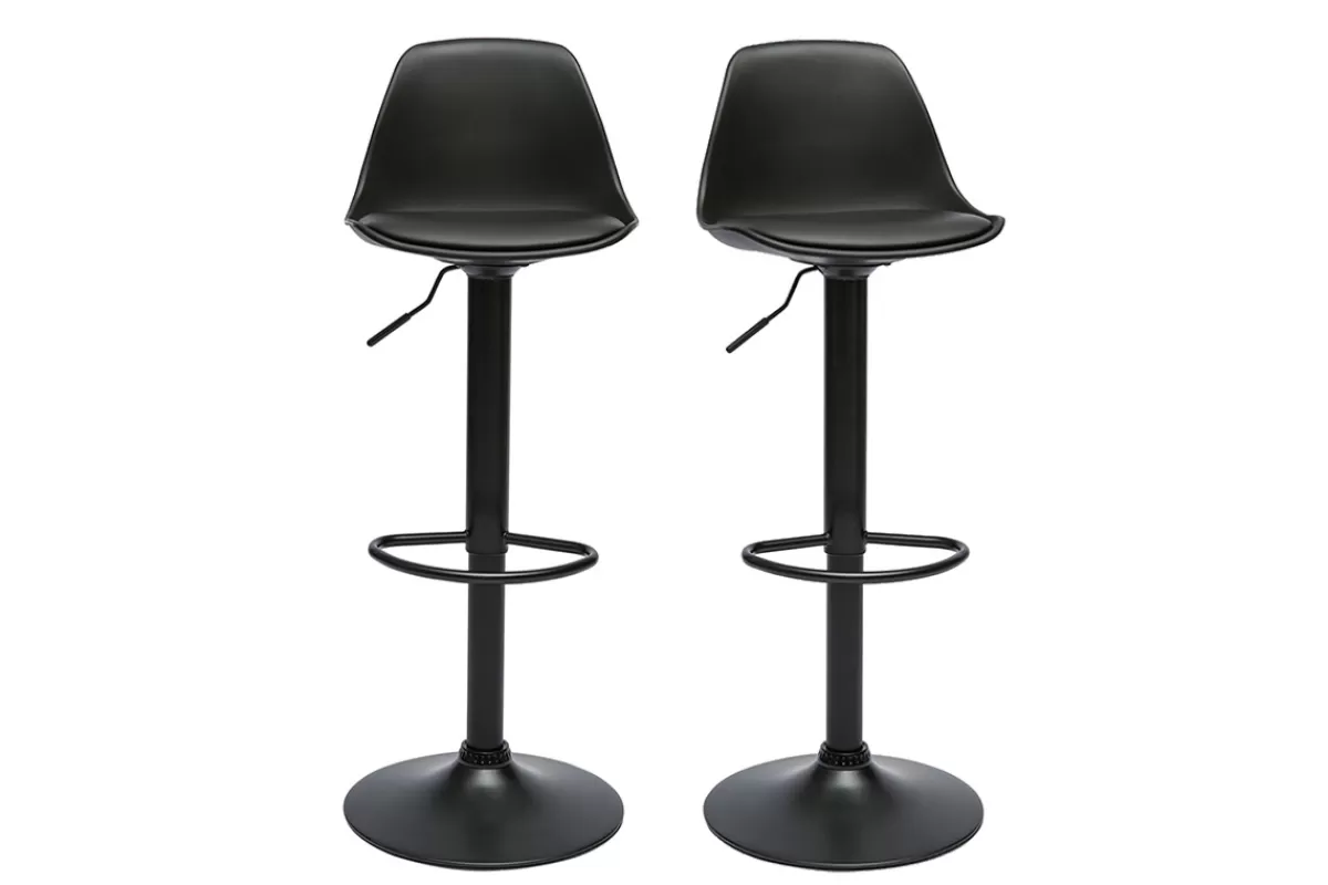 Miliboo Taburetes De Bar-Taburetes de bar negros de diseño (paquete de 2) STEEVY