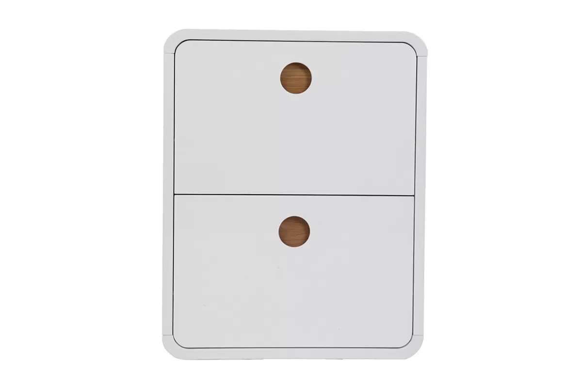 Miliboo Mueble Recibidor | Zapatero-Zapatero 2 cajones blanco brillante y fresno KOPEN